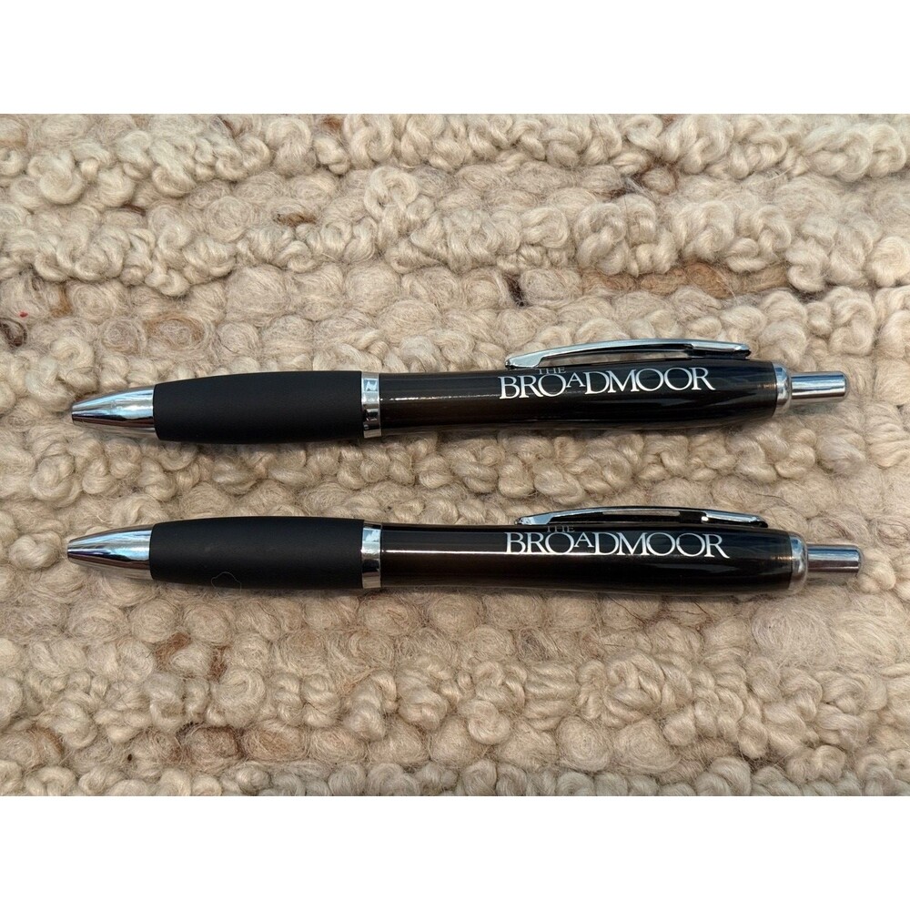 The Broadmoor Colorado Springs Logo Click Pens Black Silver Lot of 2